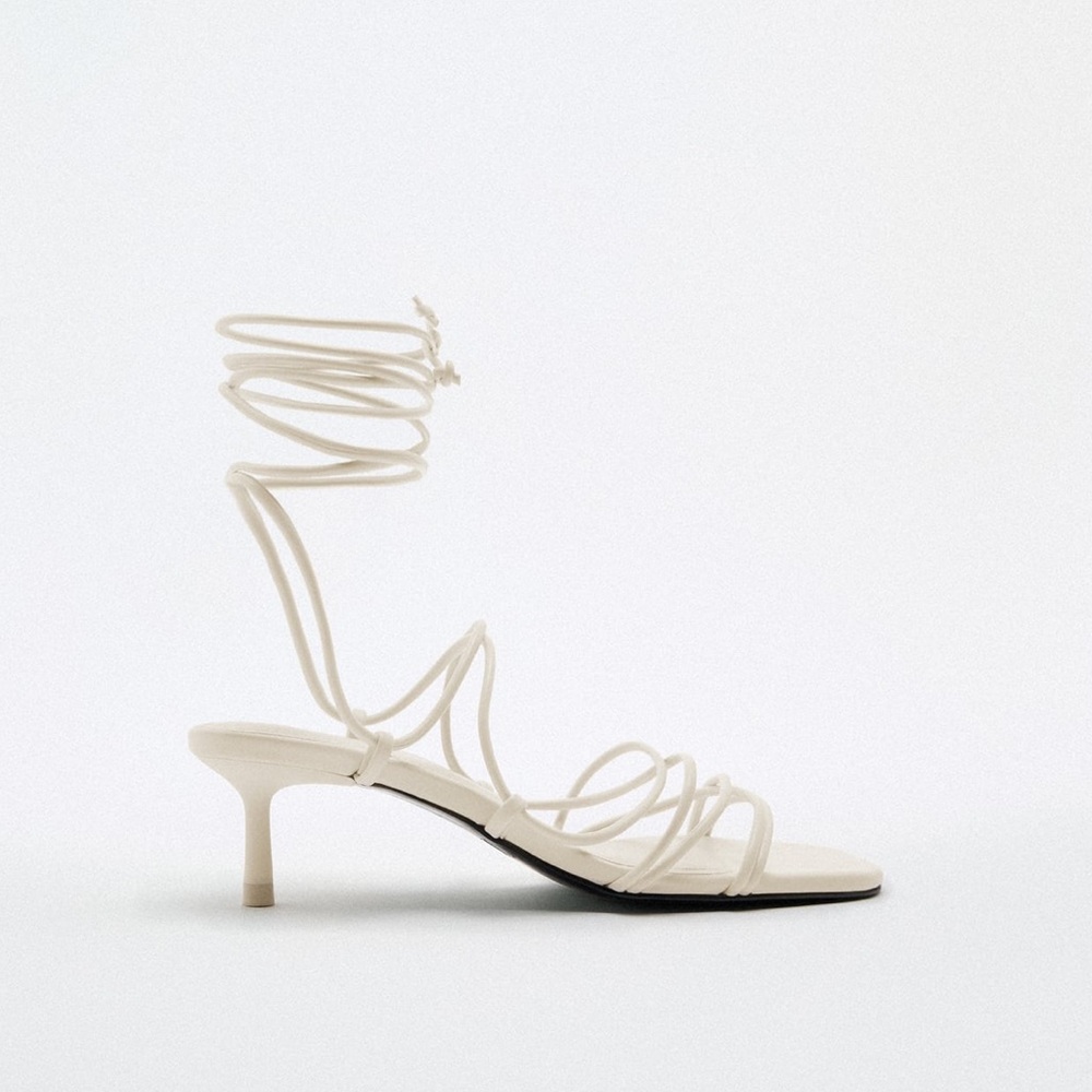Zara Lace Up Kitten Heel Sandal-final price